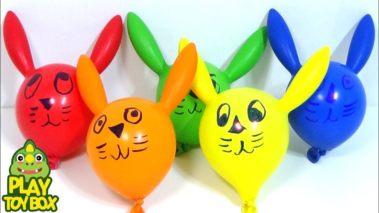 Colorful Rabbits Balloon DIY Painting a Face Learn Colors M&Ms Orbeez ...