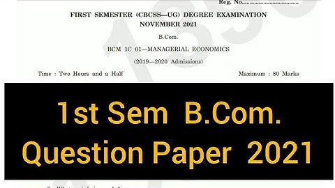 MANAGERIAL ECONOMICS         |        1st Sem   B.Com.     Question Paper    2021  #calicut