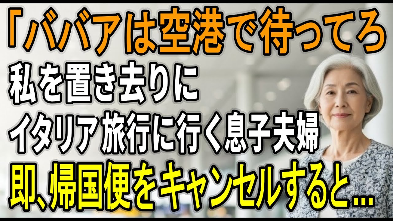 「ババアは空港で待ってろ」400万円を騙し取り私を置き去りにした息子夫婦。ホテルも帰国便も全キャンセルしてやった結果→現地のロビーで発狂【シニアライフ】【60代以上の方へ】