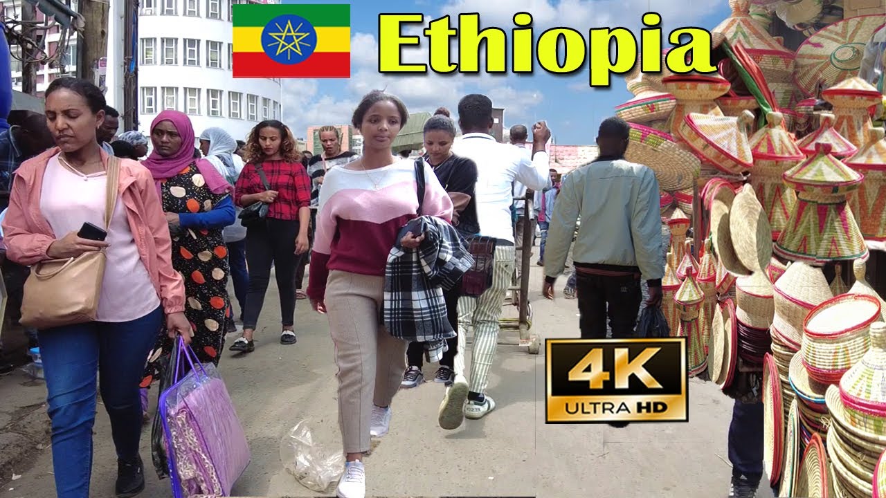 ቀውጢዋ መርካቶ - ምን አለሽ ተራ Addis Ababa Walking Tour (378),  Big street Market Merkato, 🇪🇹 Ethiopia [4K]