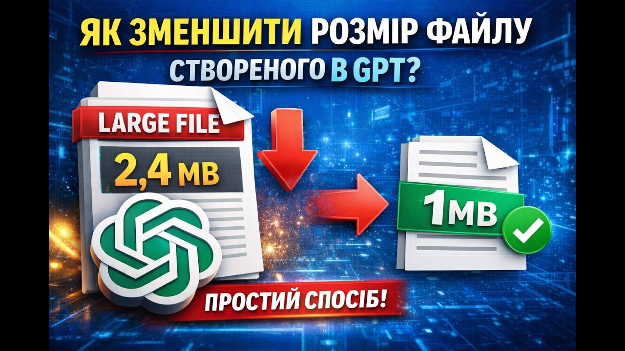 Як зменшити розмір файлу, створеного в GPT для обкладинки Ютуб
