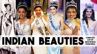 Indian Beauties - Complete list of Miss World from India | Crowning moment and Best answers
