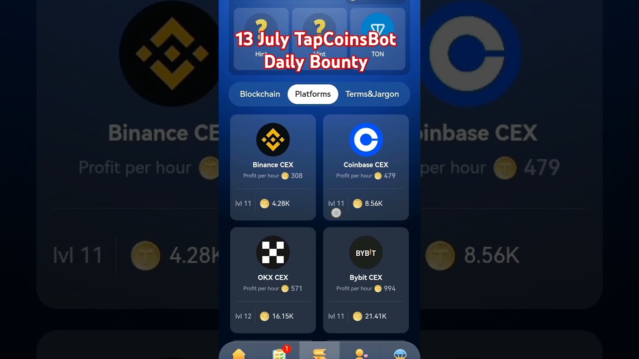13 July TapCoinBot Daily Bounty Card | 