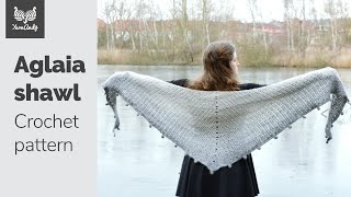 Easy lacy triangle shawl full crochet tutorial - Aglaia shawl pattern