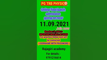 PG TRB PHYSICS @Rajagiriacademy