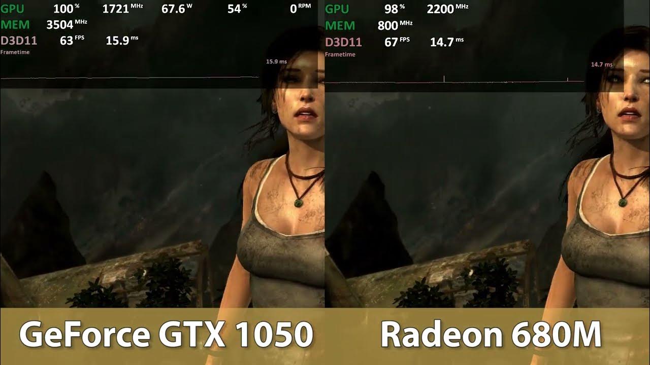 Nvidia GeForce GTX 1050 vs AMD Radeon 680M (LPDDR5-6400) - YouTube