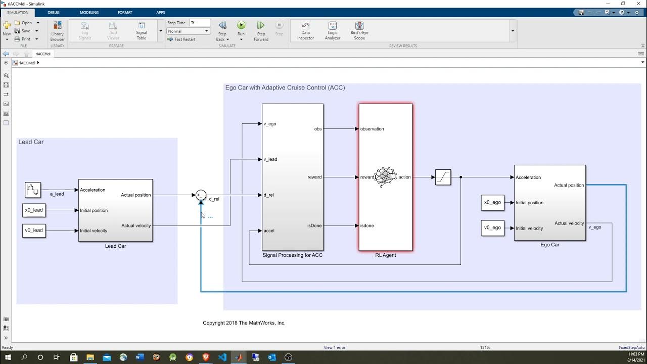 Cruise control training using reinforced learning in MATLAB - YouTube