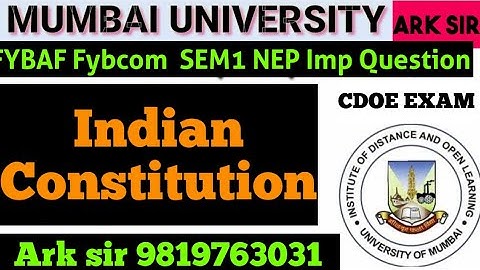 Indian Constitution |Imp Question|Fybcom sem1 nep| Fybaf sem1|Imp Question| Mumbai University CDOE 