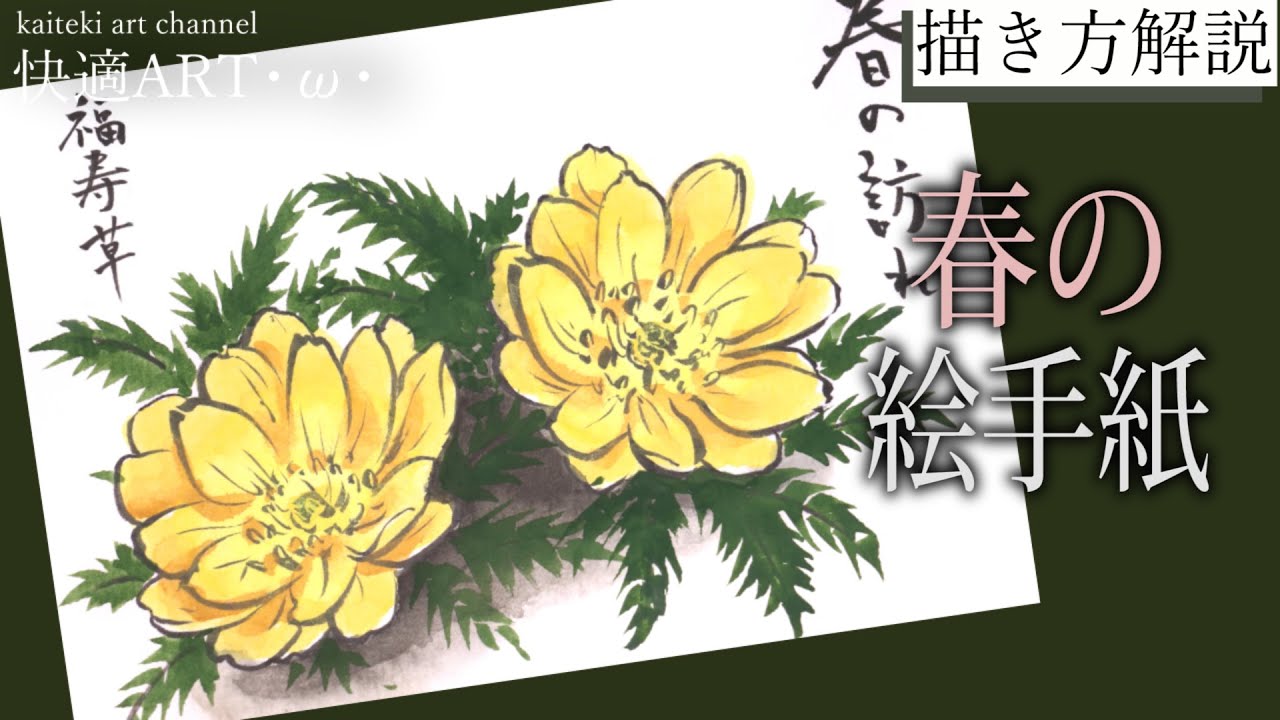 解説 春の絵手紙 福寿草 ２月 ３月 花の描き方 Youtube