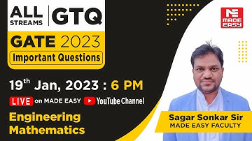 GATE Through Questions (GTQ) | GATE 2023 | Engineering Mathematics | By Sagar Sonkar Sir | MADE EASY