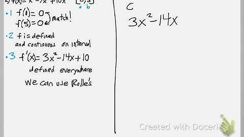 Math 161 : 4.2 #2 (Calculus Tutorial : Rolle’s Theorem & Mean Value Theorem)