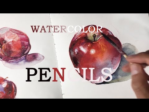 Как рисовать яблоко акварельными карандашами |Watercolor Painting Tutorial - Apple