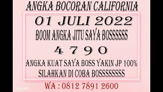 PREDIKSI CALIFORNIA 01 JULI 2022 || BOCORAN TOGEL CALIFORNIA HARI INI || RUMUS CALIFORNIA