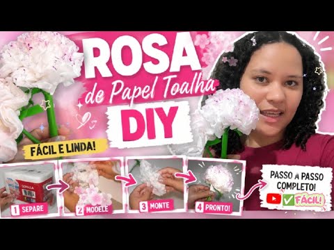 🌹 COMO FAZER UMA ROSA DE PAPEL TOALHA LINDA E FÁCIL | DIY PASSO A PASSO