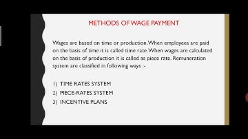 Labour cost contro : Method of Wage Payment