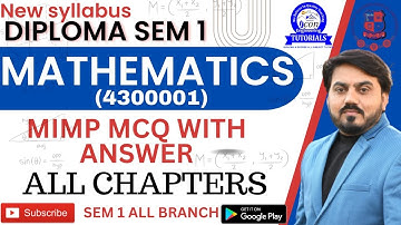DIPLOMA SEM 1 MATHEMATICS MCQ WITH ANSWER || C TO D || DDCET || MATHEMATICS ALL CHAPTER MIMP MCQ#gtu