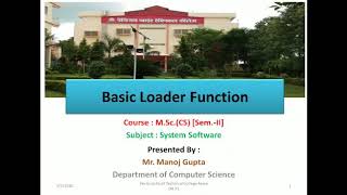 Online class on basic loader function by manoj gupta PPTC Rewa