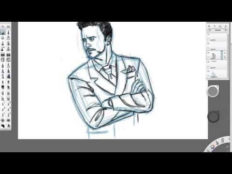 Drawing Iron Man - Robert Downey Jr. + Arms crossed tutorial - YouTube