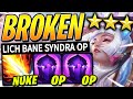 Syndra 3 w lich bane does insane oneshot nukes  teamfight tactics set 11 i tft best comps guide