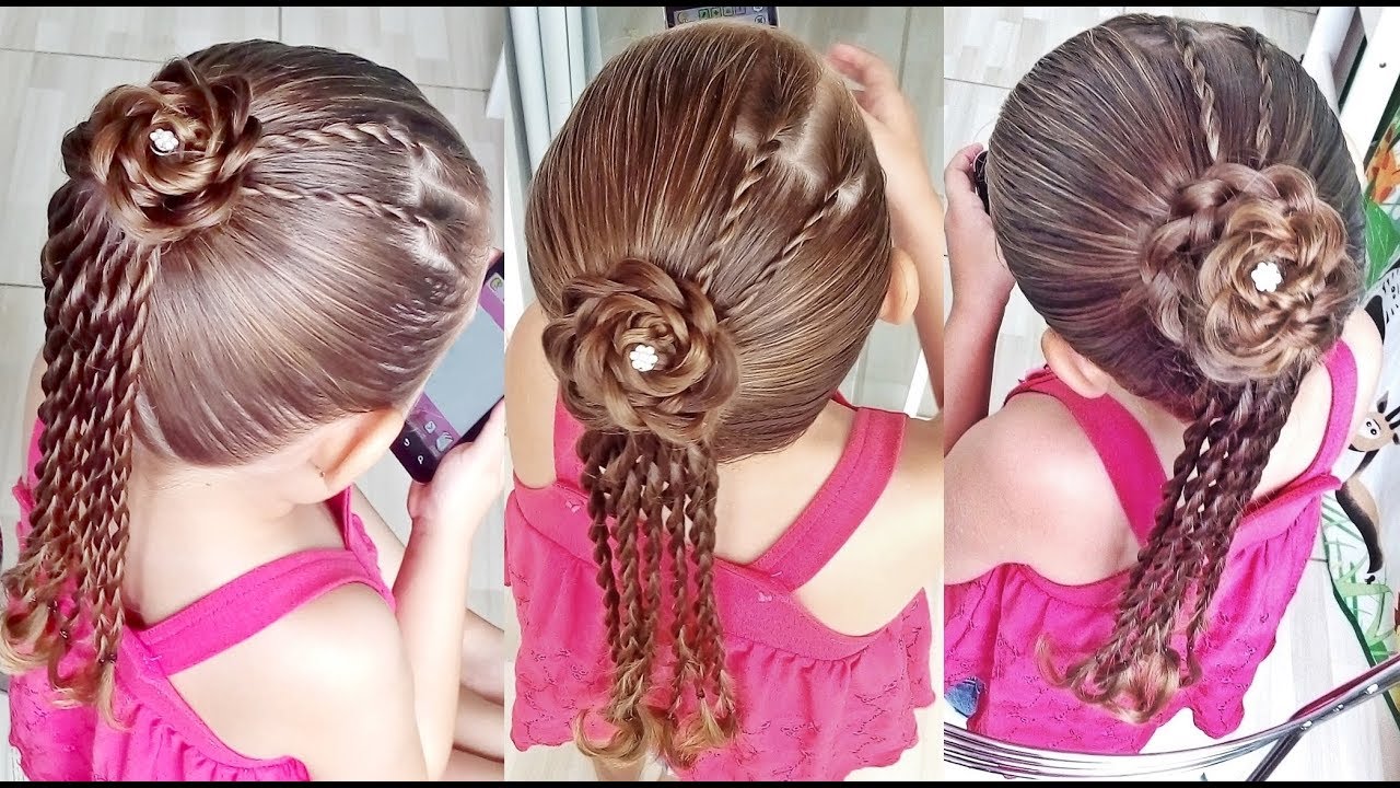 Hairstyle for girls with braids and a hair flower - thptnganamst.edu.vn