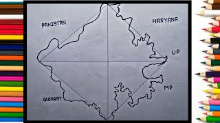 How to draw Rajasthan map/ Rajasthan ka naksha Kaise banaen/ Rajasthan map drawing/Rajasthan ka map