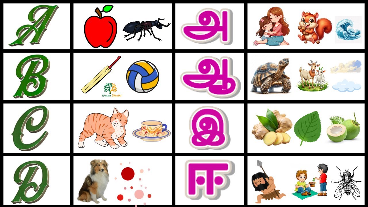 உயிர் எழுத்துக்கள் ||அ ஆ இ ஈ|| ENGLISH ALPHABETS || Tamil Vowels ...