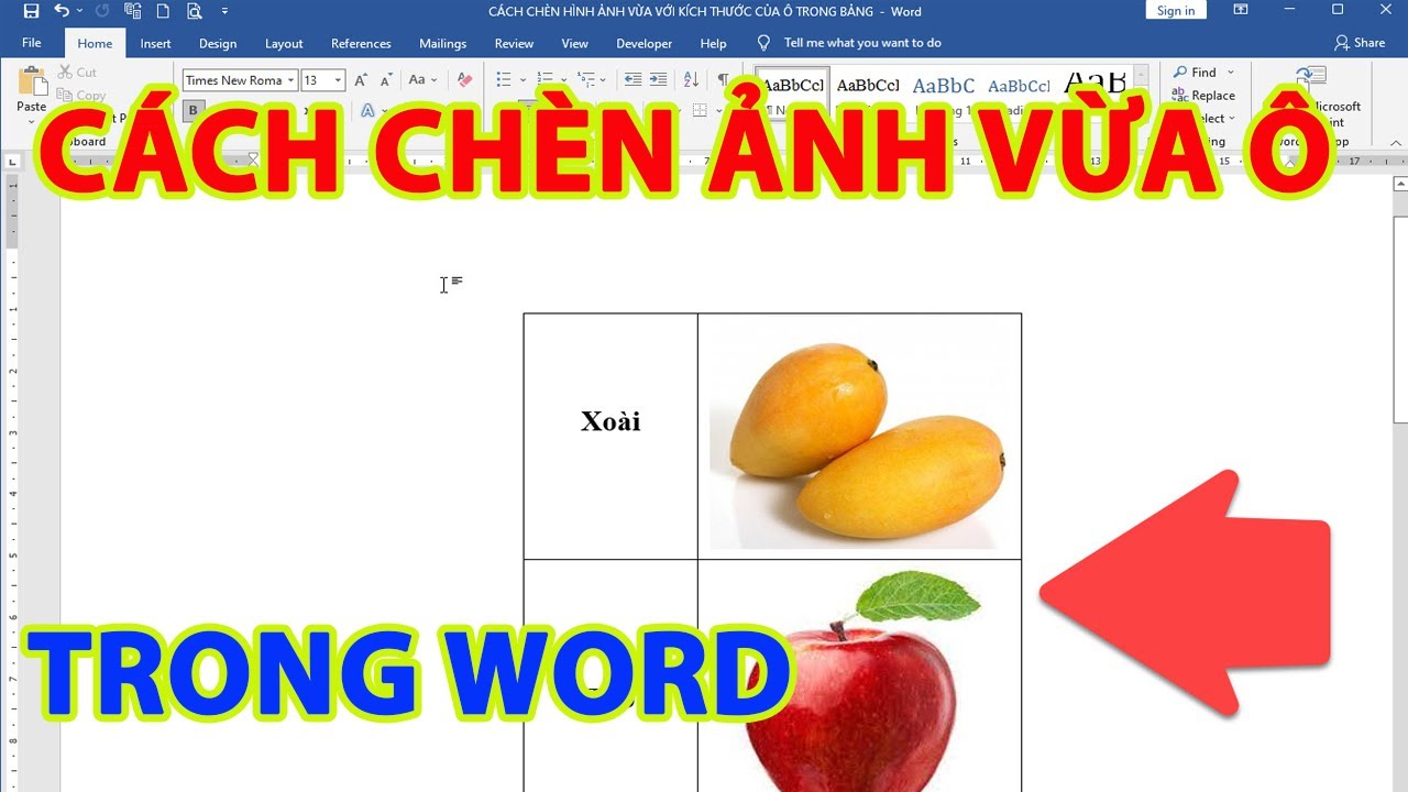 Cách Chèn Ảnh Vừa Ô Trong Bảng Word - Youtube