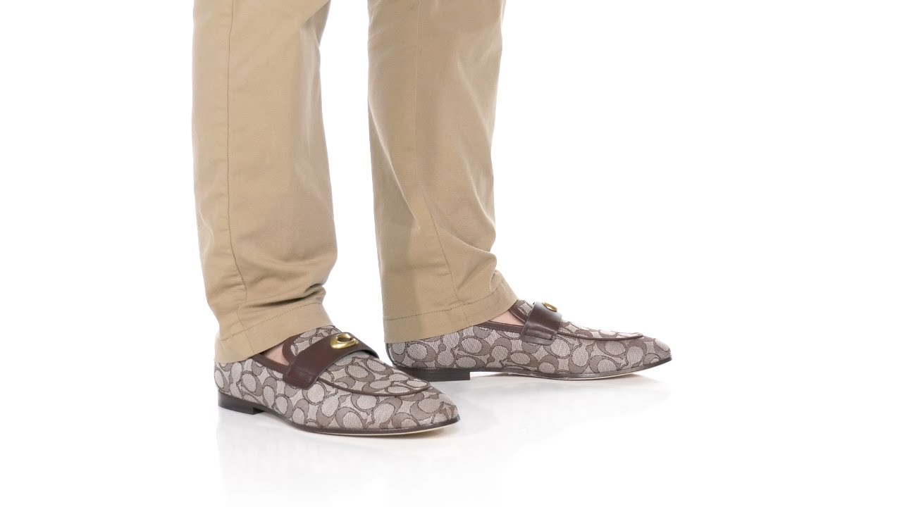 Coach Sculpted Signature Brown Leather Loafers 8D Amazon.com | COACH Sculpted C Driver in Signature Jacquard  main image 4