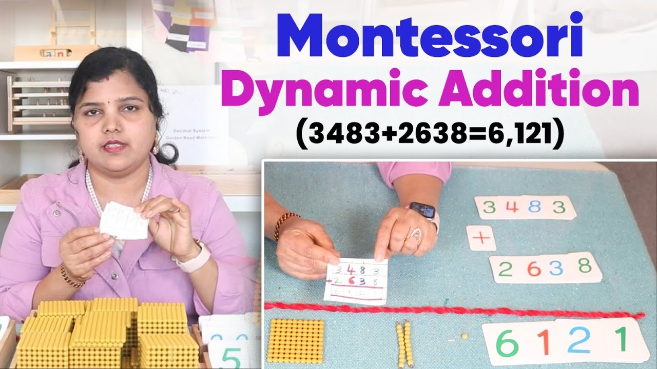 Montessori Dynamic Addition Using Golden Beads #montessorimath #montessorimom #montessorihomeschool