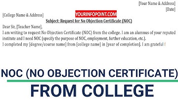 Request letter for NOC from college - Application for No Objection Certificate