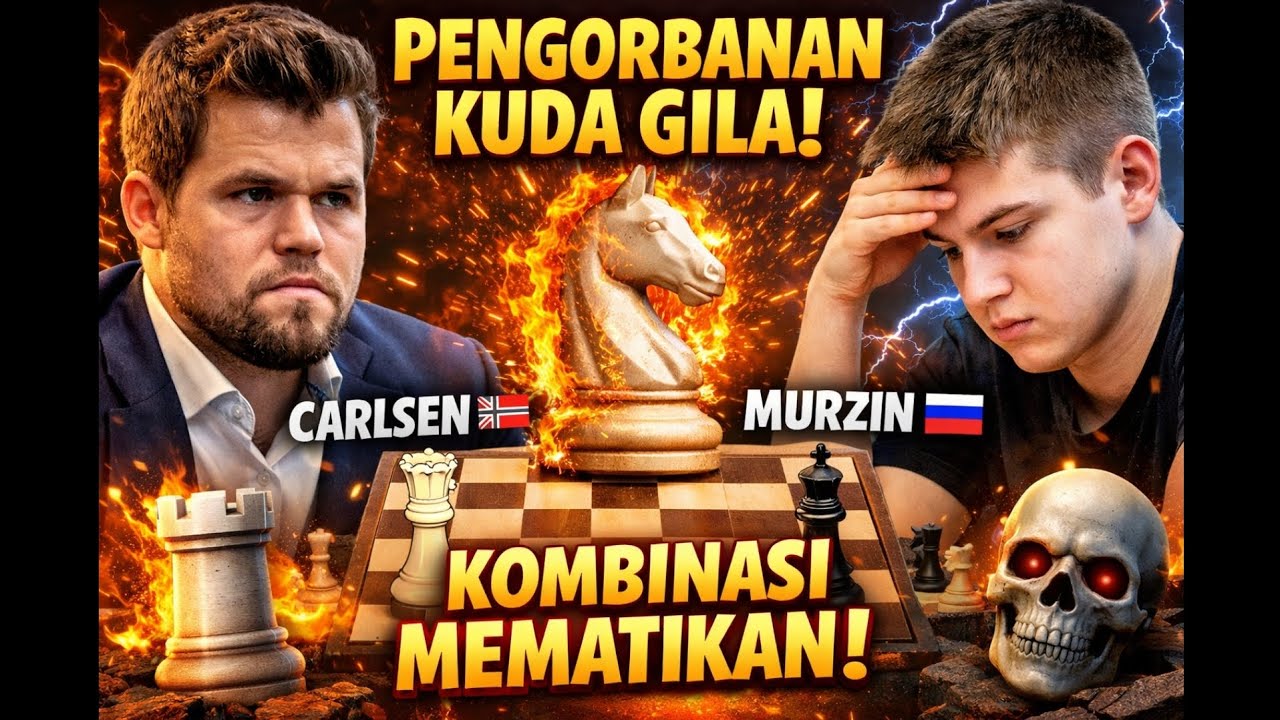 PENGORBANAN KUDA GILA! Carlsen Hancurkan Murzin dengan Kombinasi Spektakuler & Endgame Mematikan