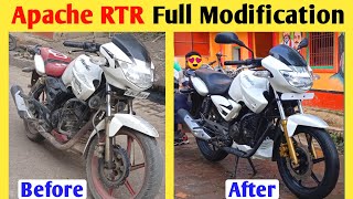 Apache RTR Full bike Pearl white painting and modification 🔥