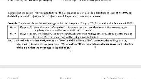Statistics: Use the P-value to Reject or Fail to Reject