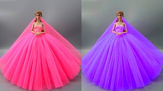 Barbie Elbise Yapımı | DIY |Dikişsiz kendin yap ~ 5 Dakikada hallet- Barbie Crafts