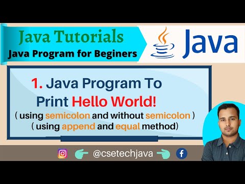 01. Java program to print hello world using semicolon and without semicolon