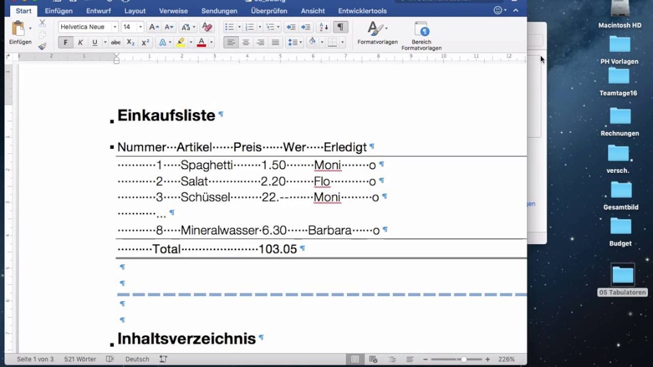 Microsoft Word 2016 Mac: 151 Einführung Tabulator - YouTube