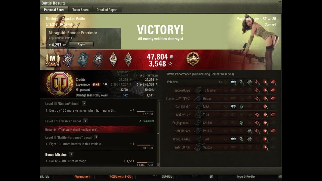 ST vz. 39 Ace Tanker High Caliber 1511 Dmg 542 Assist 202105191