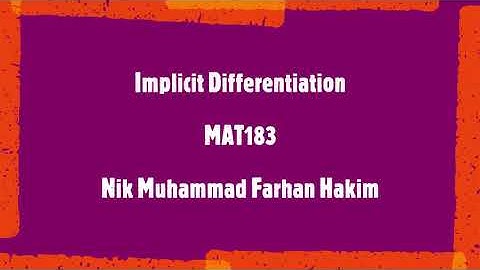 MAT183 - Implicit Differentiation (Part 1)