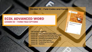 ECDL Advanced Word Lesson 63 Form Field Options