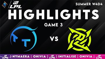 TT vs NIP Highlights Game 3 — LPL 2025 Split 3 — TT Gaming vs Ninjas in Pyjamas by Onivia