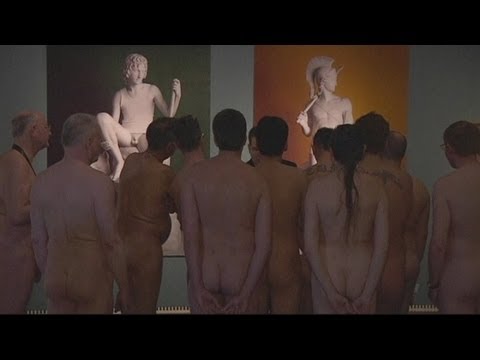 Austrian nudists tour a 'Naked Men' exhibition in Vienna