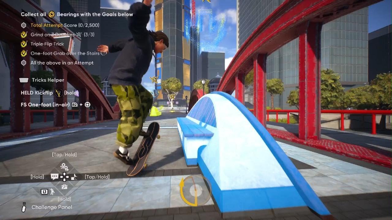 Skate. — Deep Bench All Goals Guide (One-Foot Grab Over Stairs, Triple Flip Line Challenge)