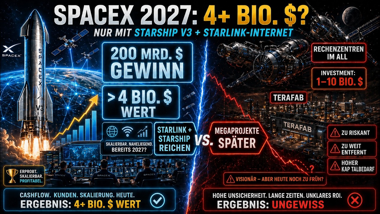 SpaceX's Starship V3: 4 Bio. $ Firmenwert Ende 2027