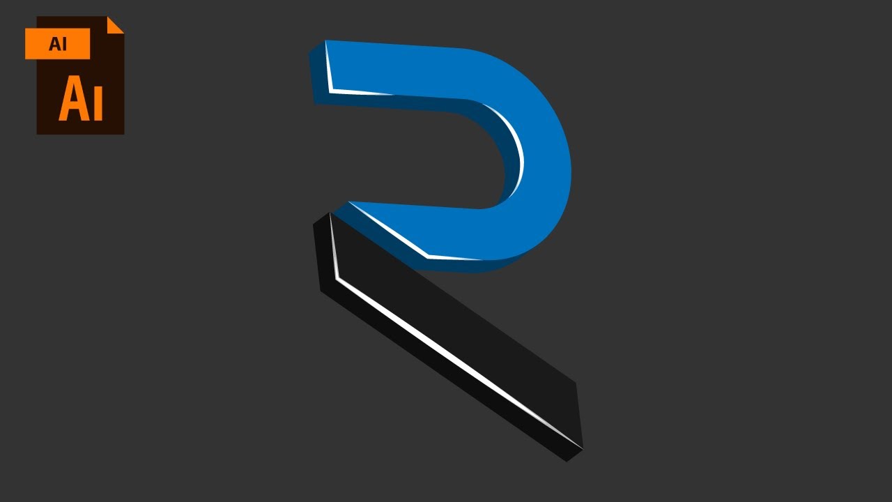 Illustrator Tutorial | How to Design 3d Glossy Custom R Letter Logo ...