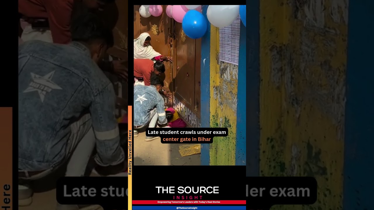 Late student crawls under exam center gate in Bihar