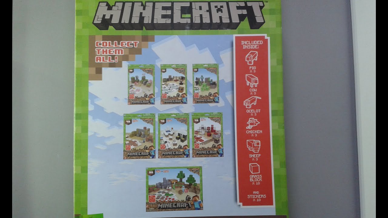 Minecraft Animal Mobs Paper Craft 30pçs Blocos Montar Papel