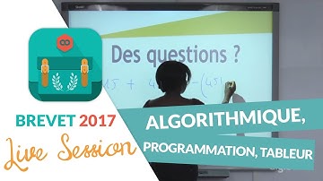 Brevet 2017 : Révisions Live de Maths : Algorithmique, programmation, tableur - digiSchool