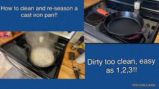 HOW TO CLEAN A CAST IRON PAN | RESEASONING PROCESS | EASY AS 1, 2, 3!!