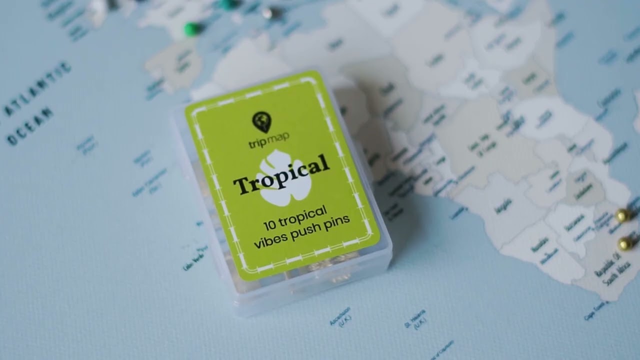Map Push Pins - Silver Tropical Vibes | Trip Map