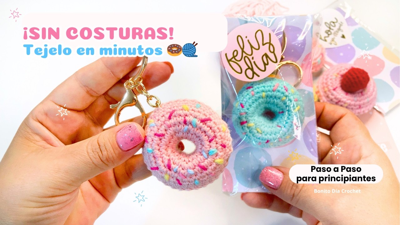Легкие амигуруми: брелок-пончик крючком для начинающих | Легкий пончик амигуруми для начинающих